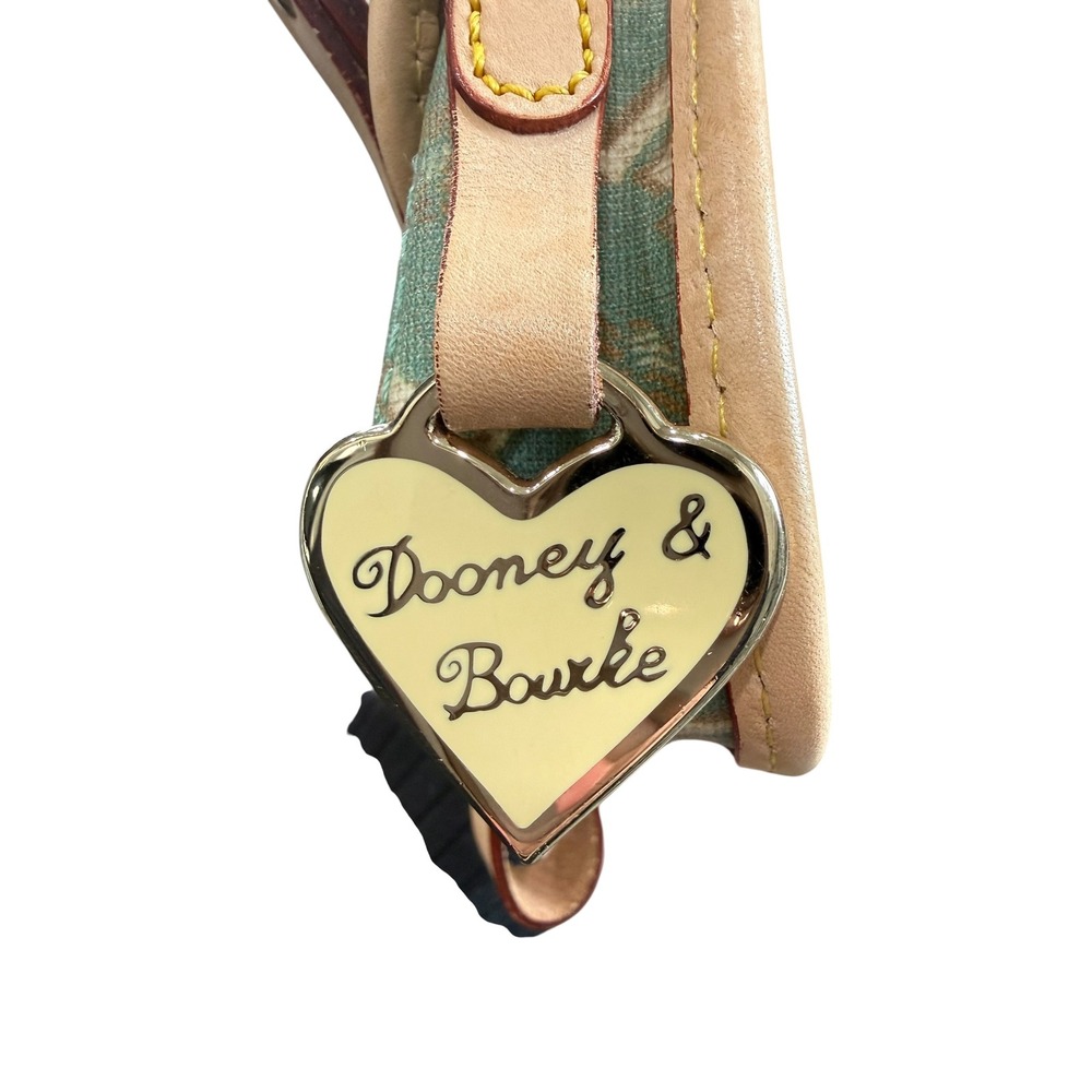Dooney & Burke Wristlet Green Monogram Logo Leather Y2K Mini Pouch Clutch Bag - Picture 5 of 13